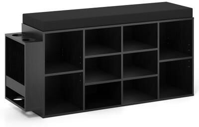Costway Shoe Storage Bench with Umbrella Stand 10-Cubby Entryway Shoe Rack Organizer-Black