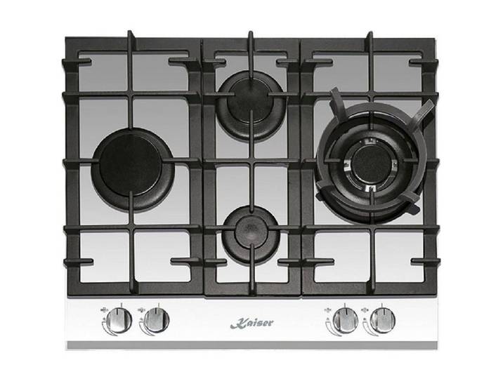 Kaiser Küchengeräte Gas-Kochfeld, Einbau Herd KCG 6394 W, Weiß Glas, Gas auf Glas, 3,8 KW WOK