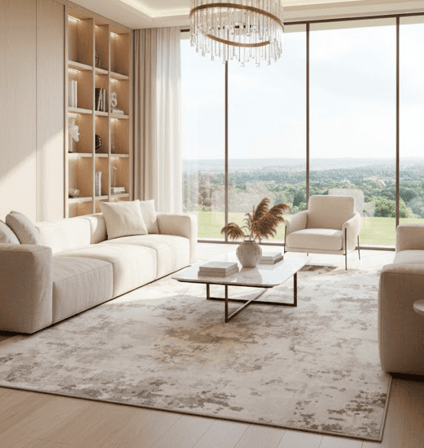Blavet Washable Cream & Greige Abstract Rug, 180 x 120cm