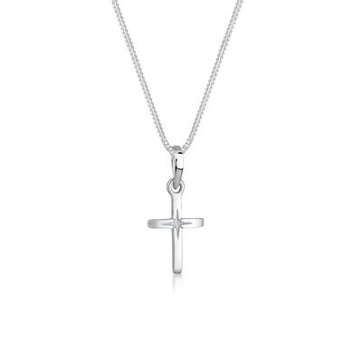 Kette mit Anhänger ELLI "Halskette Kreuz Religion Stern Details 925 Silber" Gr. 45, silber, Halsketten, Damen, 45, ohne Stein, Silber 925 (Sterlingsilber)