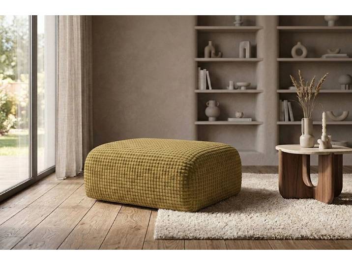 Kaiser Möbel Hocker für das Wohnzimmer aus Chenille-Stoff Cremona GRETA
