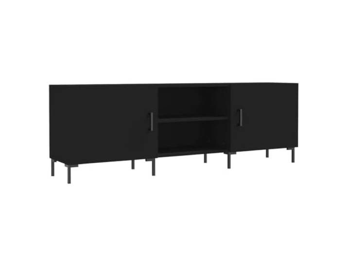 LMTYOENFG TV-Schrank Schwarz 150x30x50 cm TV-Lowboard Metallbeine Moderner Medienschrank mit 4 Fächern und Tür für Ihr Wohnzimmer. Robuste Eisenbeine bieten optimale Stabilität.