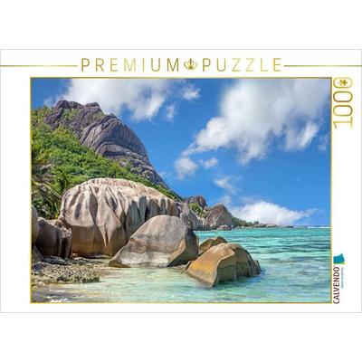 CALVENDO Puzzle Traumstrand Anse Source d'Argent auf La Digue | 1000 Teile Lege-Größe 64x48cm Foto-Puzzle für glückliche Stunden