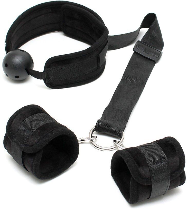 Rimba Collier Baillon et Menottes Noir velcro
