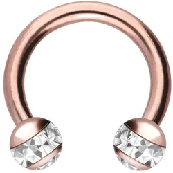 Chirurgenstahl Hufeisenring EPOXY-RING-KUGELN + KRISTALLE