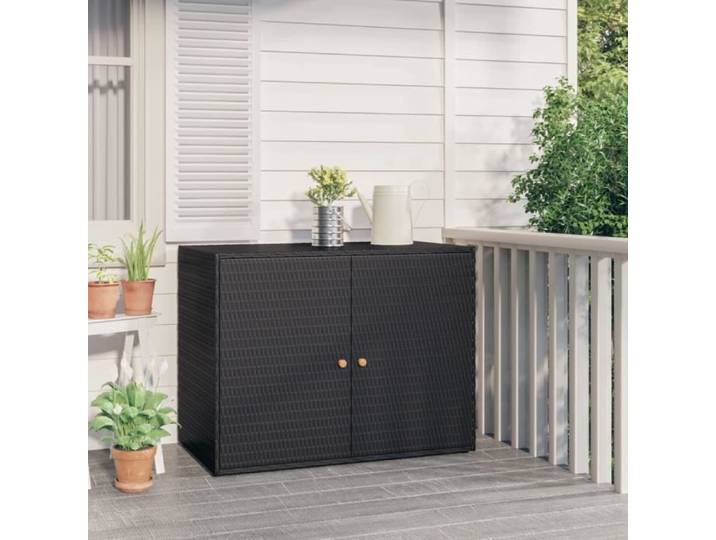 Armoire de rangement jardin - ALOMEJOR - Noir - 100x55 5x80 cm - Résine tressée - Montage facile