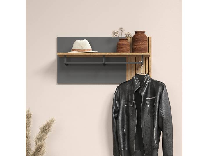 Porte-manteau mural 80 x 40 x 28cm Marron/Gris