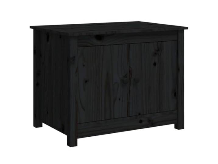 KUTYWEXFM Couchtisch Schwarz 71x49x55 cm Kiefer Massivholz Beistelltisch Vier offene Ablagefächer bieten geordnete Struktur im Wohnzimmer für Zeitschriften, Fernbedienungen und Dekoration.