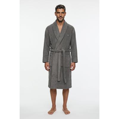 Bademantel G-STAR "ARGON, DRESSING GOWN" Gr. M, grau (steel grau), M, N-Gr, Kunstfaser, Hausmäntel, Bademantel, Morgenmantel mit Schalkragen