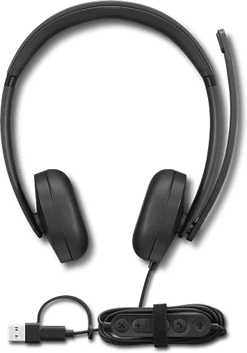 Auriculares - Lenovo Wired VoIP Headset 5000 Profesionales, Negro