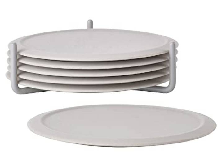 Silicone Coasters Set of 6\, Warm Grey