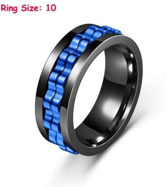Useful Little Things Metal Fidget Ring EDC Ratchet Spinner Stress Relief Accessory size 10 Blue