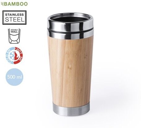 Mug isotherme personnalisable Ariston bambou acier inoxydable