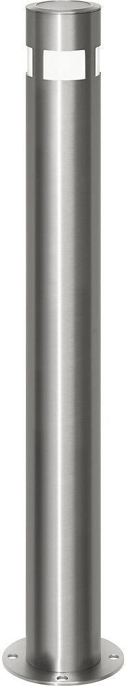 kaiserkraft Edelstahl-Sperrpfosten, Ø 102 mm, mit Solar-Leuchtkopf, zum Aufdübeln, feststehend