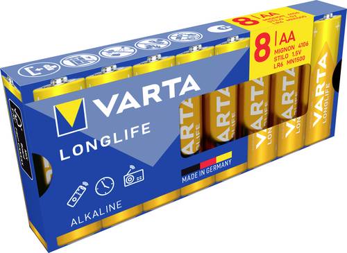 Varta Longlife AA Pack 8 Mignon (AA)-Batterie Alkali-Mangan 2800 mAh 1.5V 8St.
