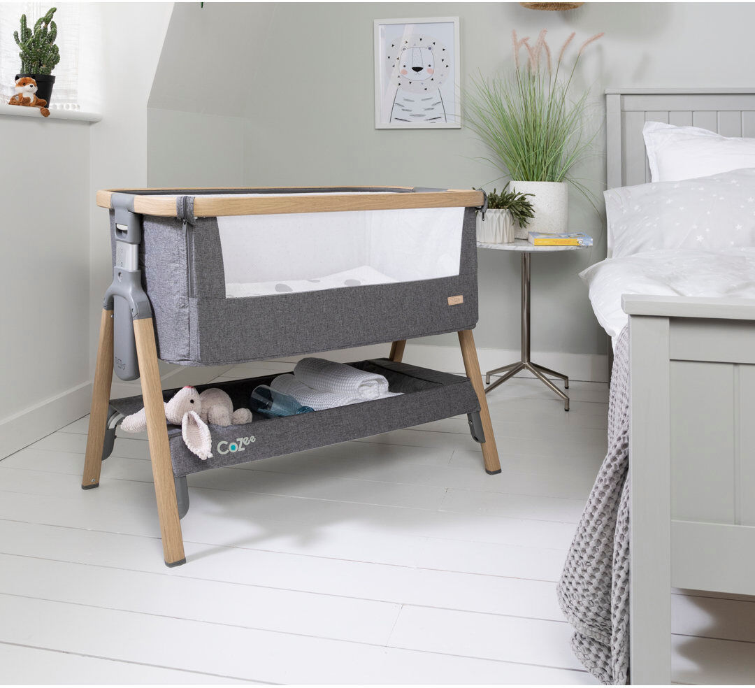 Tutti Bambini CoZee Bedside Crib Charcoal 84cm H X 56cm W X 92cm L