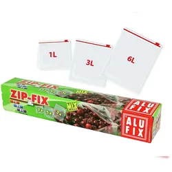 75x ALUFIX Tiefkühlsäcke Haushaltsäcke mit Zipp 1liter 3liter und 6liter