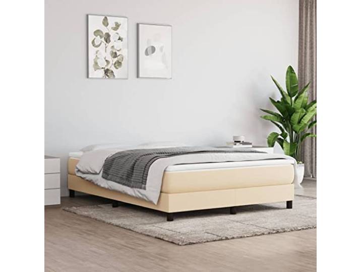 RJPLMFV Lattenrost mit Matratze, 160 x 200 cm, cremefarben Taschenfedern, mittelharte Halterung, atmungsaktiver Stoff, Sperrholzlatten, Bedienungsanleitung im Lieferumfang enthalten