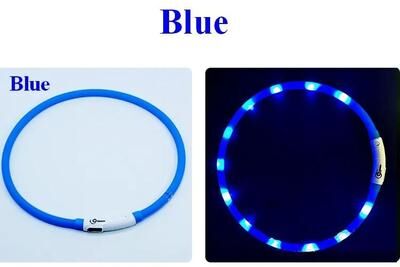 Uplifted Goods Silicone LED Dog Collar Rechargeable & Safety Flashing blue 70cm