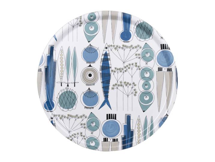 Almedahls Plateau Picknick Ø38 cm Bleu-beige