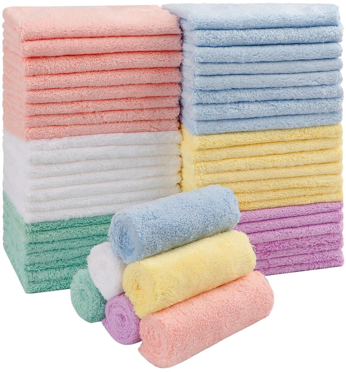 Omgoods 50 stuks baby washandjes van koraalfleece