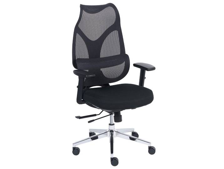 Beliani Bürostuhl Stoff Schwarz Velio, 40x115x60 cm, Büromöbel, Bürostühle, Drehstühle