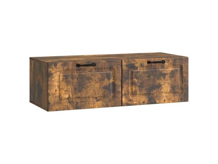 Kaorsrow TV Lowboard Hängeboard Schrank Geräucherte Eiche 98x41x30 cm Kompaktes Phonomöbel für Wohnzimmer und Schlafzimmer, 2 Schwenktüren bieten sichtgeschützten Stauraum bis 60 kg Belastung.