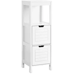 SoBuy Badunterschrank mit 2 Schubladen Weiß 30x30x90cm Rustikal