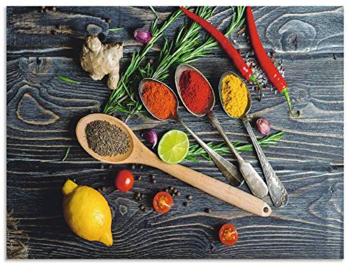 ARTland Wanddeko Wandbild Alu Verbundplatte für Innen & Outdoor Bild 60x45 cm Querformat Küchenbilder Gewürze Essen Lebensmittel Chili Kräuter H9KD