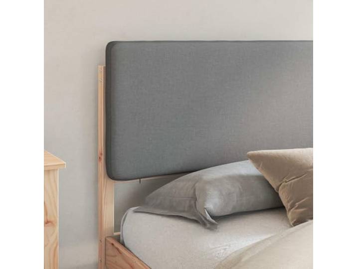 KTHLBRH Doppelbett 200x200 in, aus Kiefernholz, Hellgrau Gepolstertes Kopfteil, komfortabler Schaumstoff, Lattenrost, einfache Montage, waschbarer Bezug