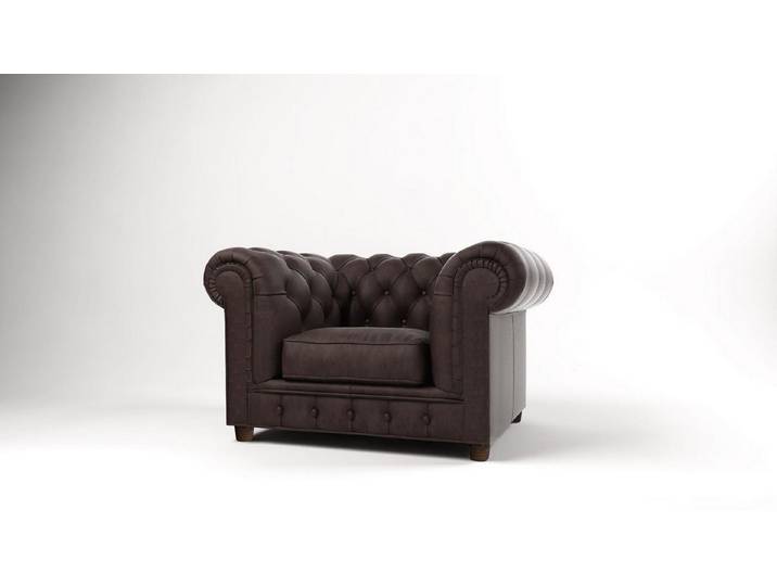 JVmoebel Chesterfield-Sessel Lounge Sessel Chesterfield Stil Textil-Leder Braun (Packung, Relaxsessel), Made in Europa