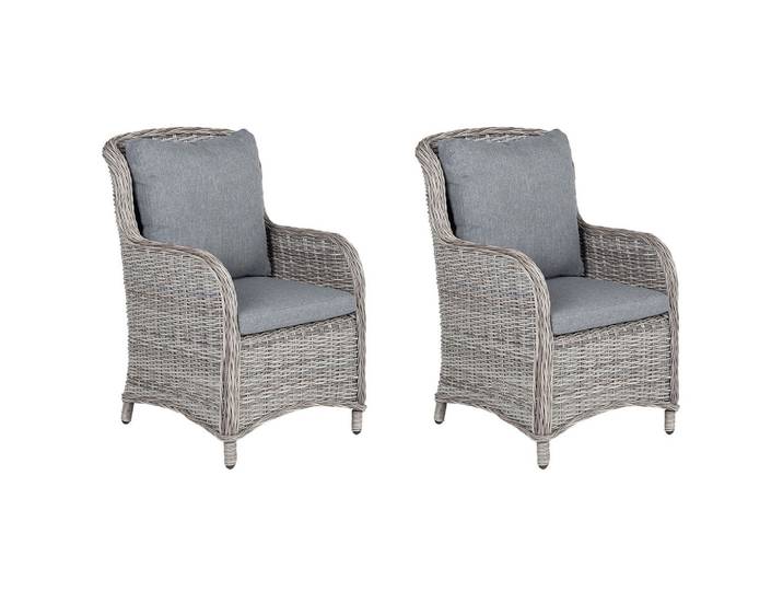 GARTENSESSEL 2er-Set PE Rattan grau Cascais