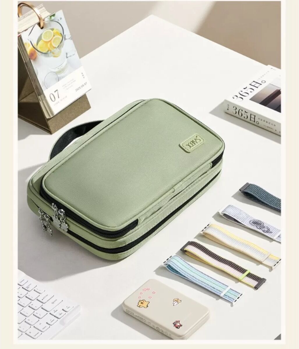 INF Tragbare Apple Watch Armband- und Kabel-Organizer-Tasche - Große Reise-Aufbewahrungstasche Grün