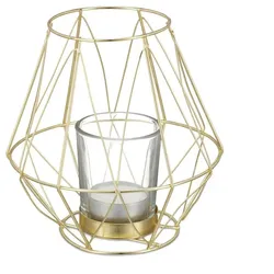 Relaxdays Geometrischer Teelichthalter Gold