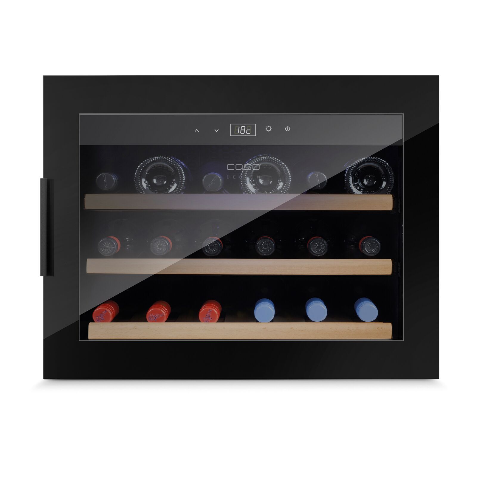 Caso WineSafe 18 EB Black, Weinkühler mit Kompressor, Integriert, 18 Flasche(n), 60 W, A, Schwarz
