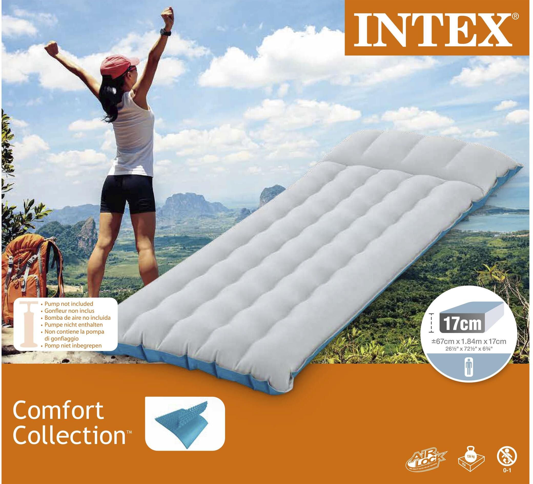 Luftbett INTEX "Intex Luftbett Camping", blau, PVC, Luftbetten, Luftbett blau Einheitsgröße