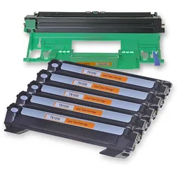 D&C Sparset 1x DR-1050 + 5x TN-1050 kompatibel Brother DCP-1601 Laser Drucker Tonerfarbe Schwarz