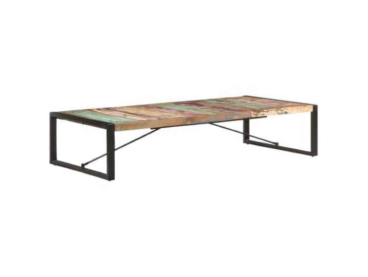 Tmriohed Couchtisch 180x90x40 cm Altholz Massivholz Kaffeetisch Rustikaler Wohnzimmertisch aus Altholz mit schwarzem Metallgestell, Unikat-Maserung für Industrie-Ambiente.