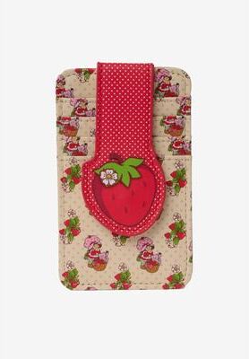 Women's Womens Strawberry Shortcake Card Holder Wallet Button Snap Closure by Strawberry Shortcake in Red (Size ONE SIZE)
