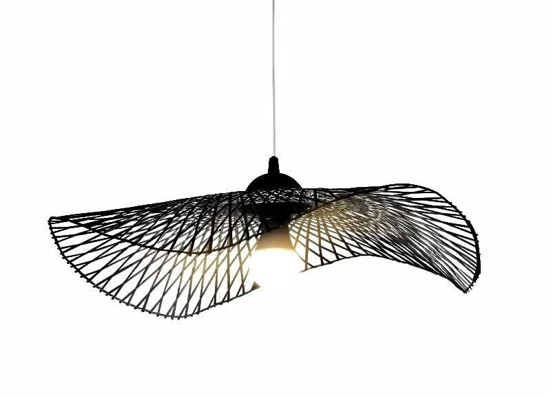 Fine Asianliving Lionel bamboe hanglamp, zwart, handgemaakt, diameter: 65 cm