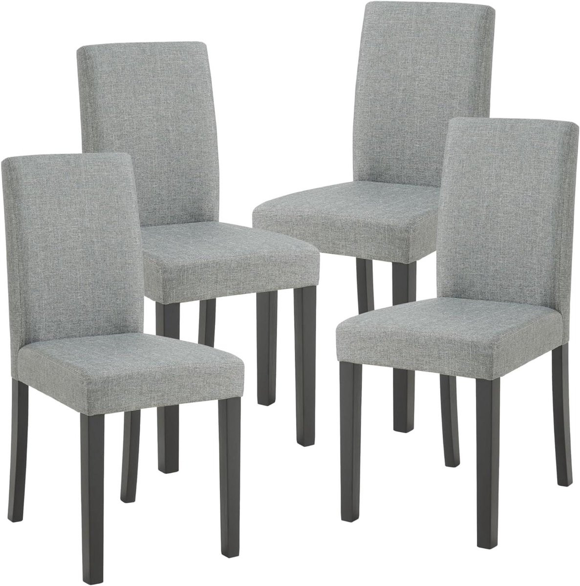 Set van 4 lichtgrijze eetkamerstoelen met gewatteerde zitting