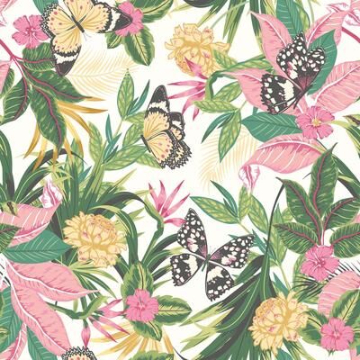Hoopla Walls Paradise Flamingo Peel and Stick Wallpaper - N/A