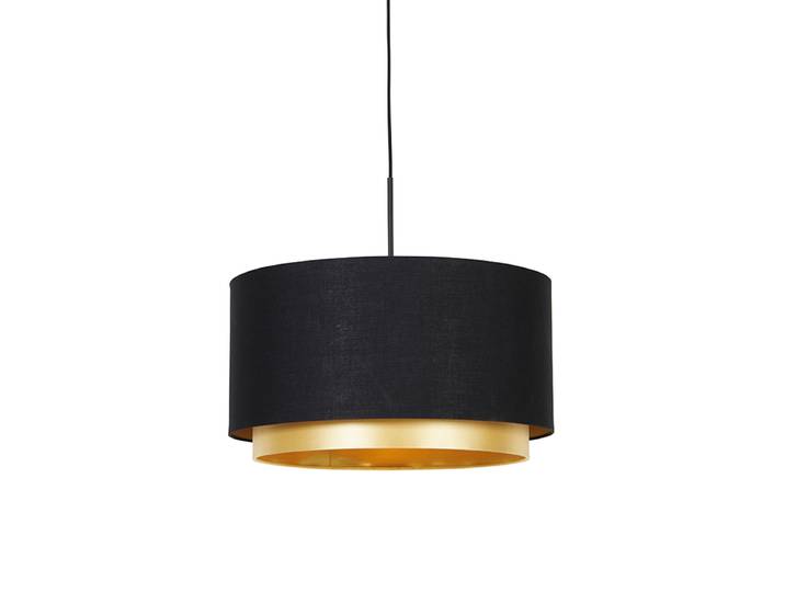 Suspension moderne noire avec or 47 cm double abat-jour - Combi