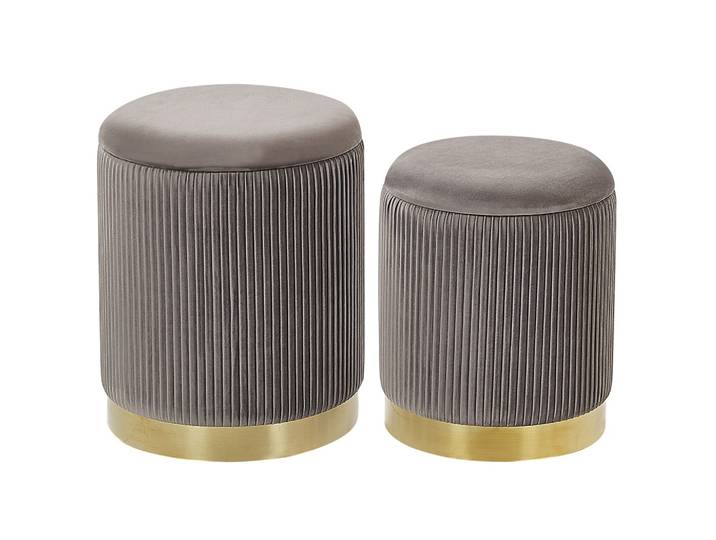 POUF 2er-Set Grau Miramar