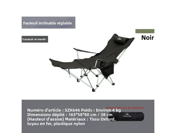 MOUNTAINHIKER Chaise pliante d'extérieur améliorée à 4 positions réglables, chaise de camping ultra-légère, chaise de pêche, chaise de réalisateur, chaise pour étudiant en art