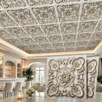 Art3d "24""x24"" Flat-Printed PVC Ceiling Tiles 20-Piece/Box, 80 Sq.Ft."