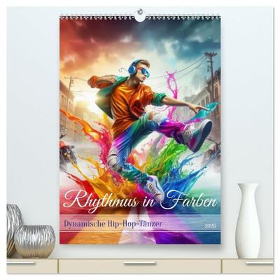 Rhythmus in Farben - Dynamische Hip-Hop-Tänzer (hochwertiger Premium Wandkalender 2026 DIN A2 hoch), Kunstdruck in Hochglanz