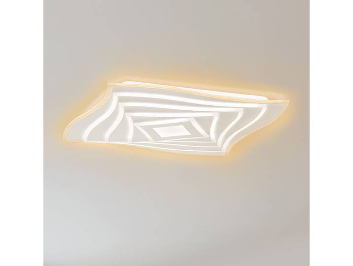 Plafonnier LED 50 x 8 x 50cm Blanc/Blanc Fer verni Plexiglas Module LED