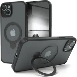 EAZY CASE Case MagSafe Rotation Ring für iPhone 15 Plus (Apple iPhone 15 Plus), Smartphone Hülle, Schwarz