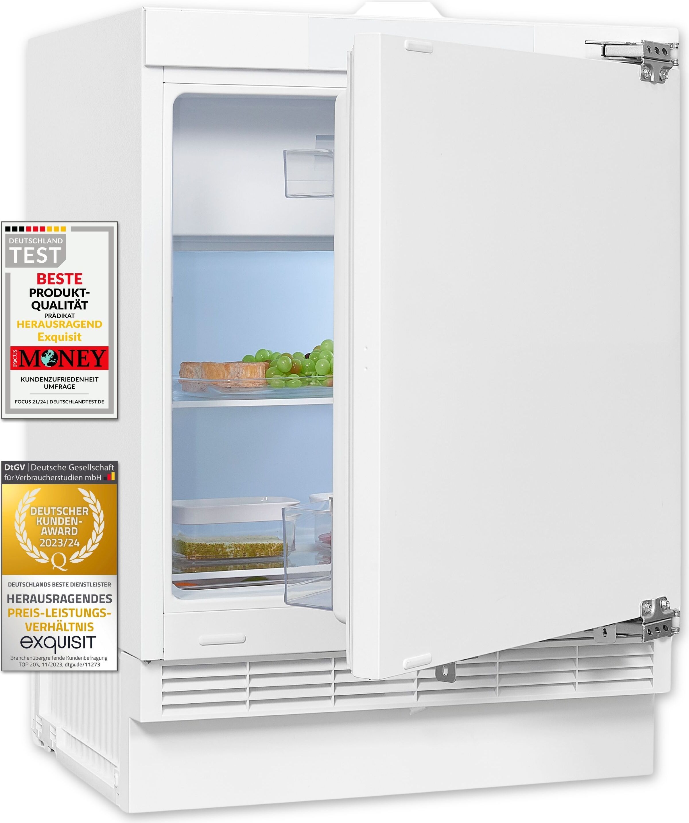 Exquisit Unterbau-Kühlschrank UKS130-4-FE-010E | Nutzinhalt: 121 L | 4-Sterne-Gefrieren | Unterbaugerät